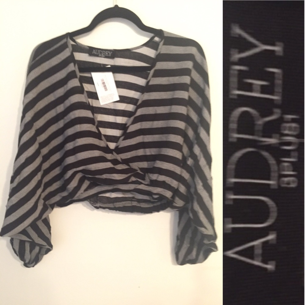 Audrey 3plus1 bubble sleeve crop top size small